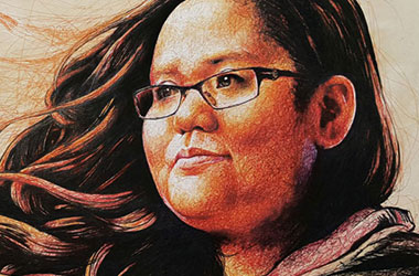 Shafiqa Ramani  - Pen Drawing Portrait by Singapore contemporary artist Liu Ling