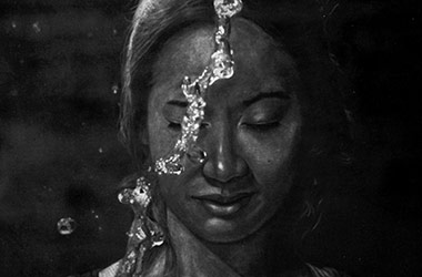 Self Portrait - Singapore contemporary art class - realistic drawing in charcoal