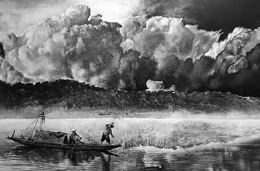 Photo realistic landscape drawing