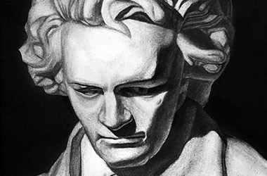 Beethoven - Classical realism charcoal drawing - Singapore art class and art scene