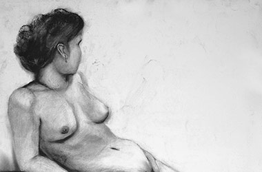 Life Drawing I - Nude Drawing in charcoal - Singapore art class and arts scene. Beautiful artwork by Singapore contemporary artist