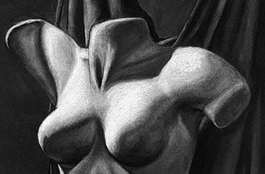 Female Torso with Drapery - Classical realism in Singapore contemporary art scene. Beautiful artwork by Singapore contemporary artist