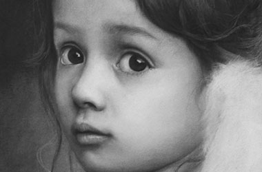 Angel - realistic Portrait Drawing, Singapore art class and arts scene. Beautiful artwork by Singapore contemporary artist