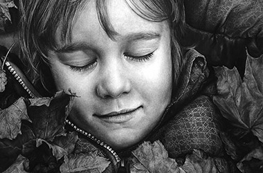 Autumn Dream - Hyper-realistic Portrait Drawing, Singapore art class and arts scene. Beautiful artwork by Singapore contemporary artist