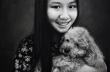 Friends - realistic Portrait Drawing as a gift. Beautiful commissioned artwork by Singapore contemporary artist