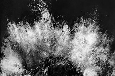 realistic charcoal drawing of ocean waves