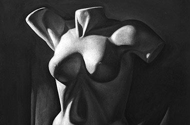 Female Torso with Drapery - Classical realism in Singapore contemporary art scene. Beautiful artwork by Singapore contemporary artist