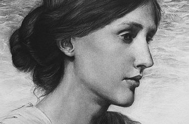 Virginia Woolf - celebrity portrait drawing, contemporary classical realism portrait