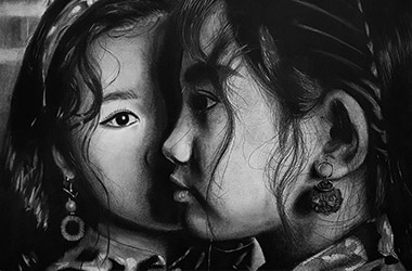 realistic charcoal drawing
