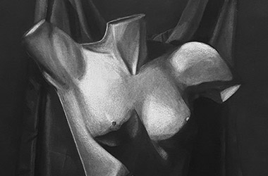 Female Torso with Drapery - Classical realism in Singapore contemporary art scene. Beautiful artwork by Singapore contemporary artist