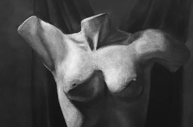 Female Torso with Drapery - Classical realism in Singapore contemporary art scene. Beautiful artwork by Singapore contemporary artist
