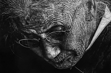 Photo realistic artwork of an old lady