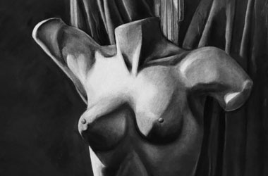 Female Torso with Drapery - Classical realism in Singapore contemporary art scene. Beautiful artwork by Singapore contemporary artist