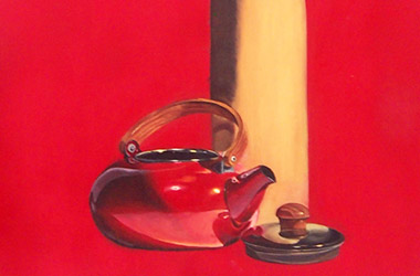 Still Life with Red Kettle: classical realism in Singapore contemporary art scene. Artwork by Singapore contemporary artist