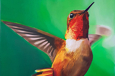 contemporary realism painting of a bird