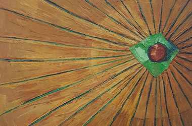 Hunan Paper Umbrella: palette knife painting techniques by art friends, Singapore contemporary art scene. Artwork by Singapore contemporary artist