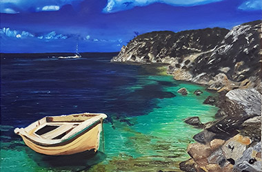 contemporary realism painting of coast