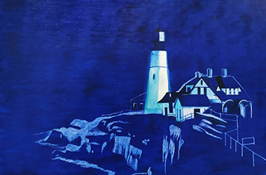 Portland Head Light: contemporary oil painting, Singapore arts scene. Artwork by Singapore contemporary artist