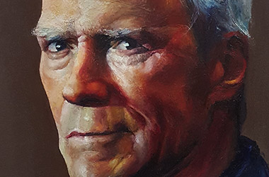 Clint Eastwood - oil bar painting - celebrity portrait painting