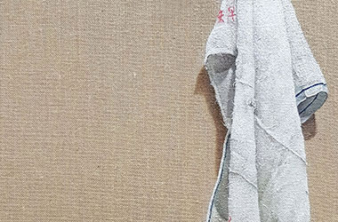 Good Morning Towel No.1: photo-realistic still life oil painting, Singapore contemporary art scene. Artwork by Singapore contemporary artist