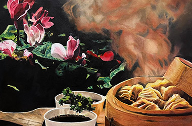 contemporary oil painting of still life. Artwork by Singapore contemporary artist
