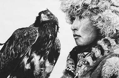 Pen drawing by contemporary Singapore artist Lai Khai Jin, Celeste