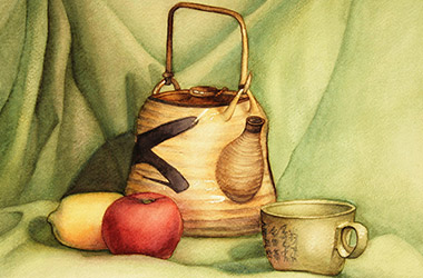Still Life I by Singapore female artist Karen: realism in Singapore contemporary watercolour paintings / Singapore art studies in contemporary painting style